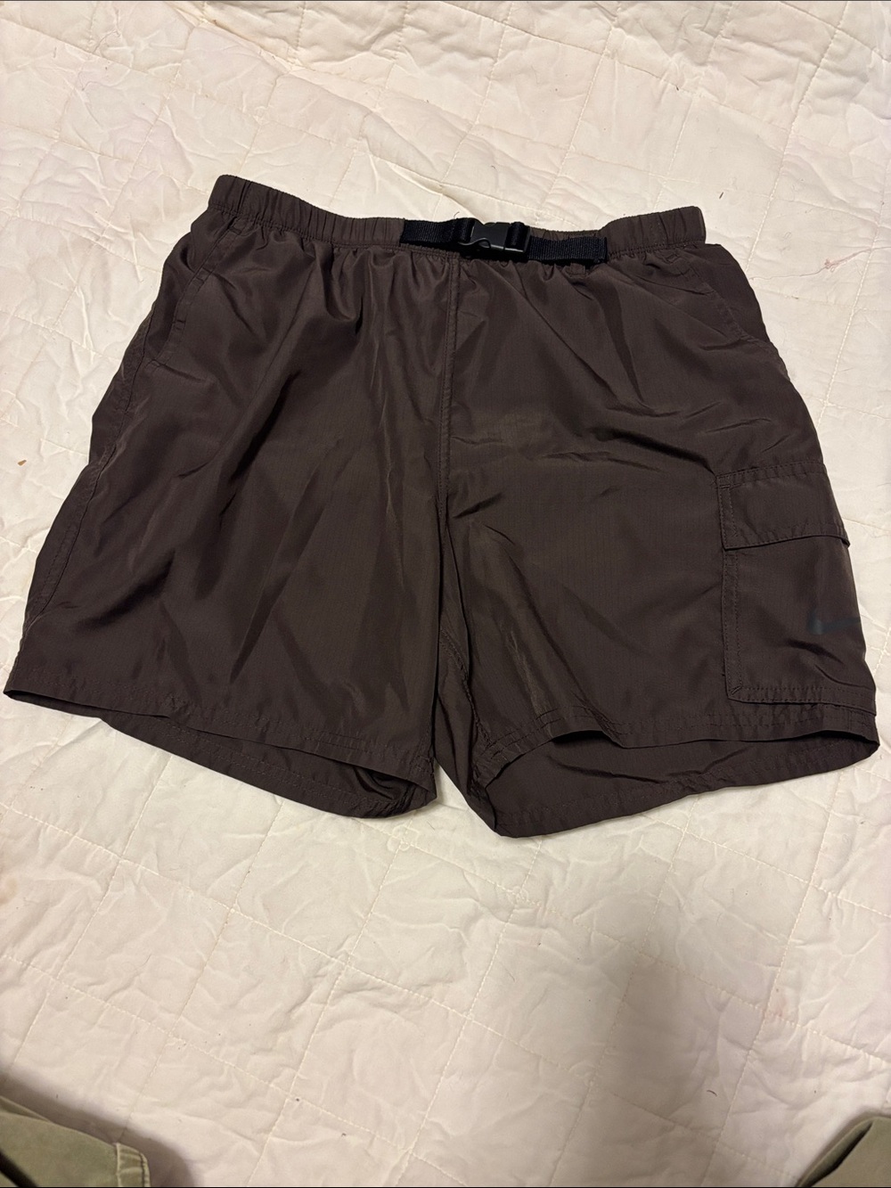 Nike Men's Dark Brown Swim Trunks with Side Pocket